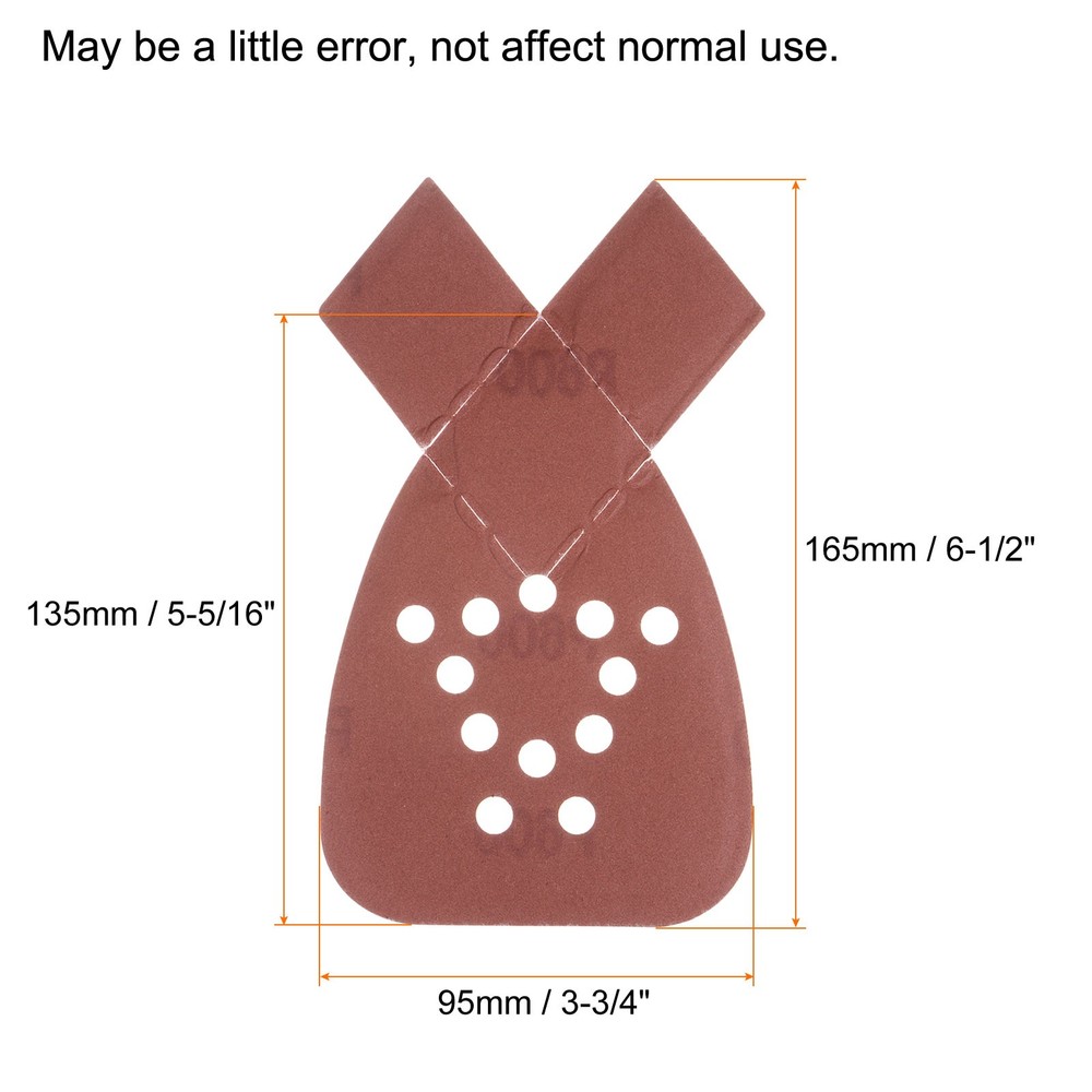 24pcs 600 Grit 12 Hole Hook Loop Sandpaper Triangular Sanding Pad with Extra Tip