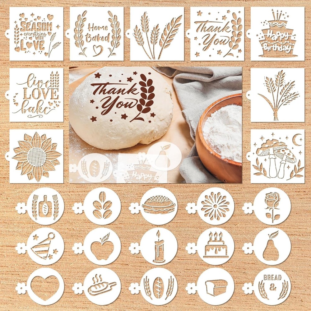 Bread Stencils Sourdough 24 Pcs Bread Stencils Baking Sourdough Bread Baking