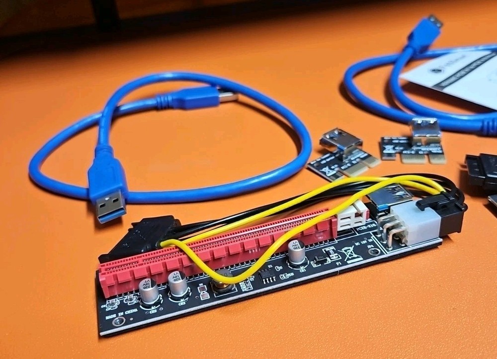 PCI-E 1X To 16X GPU Riser Card Adapter USB 3.0 Cable Powered Mining Rig