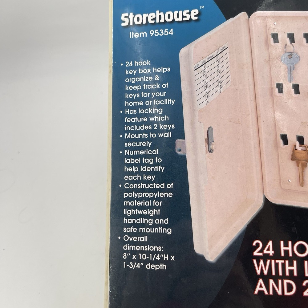 Storehouse Mountable 24-Hook Lockable Secure Cream Key Box Holder Organizer