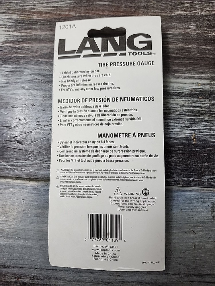 Lang Tools Tire Pressure Gauge 1201A