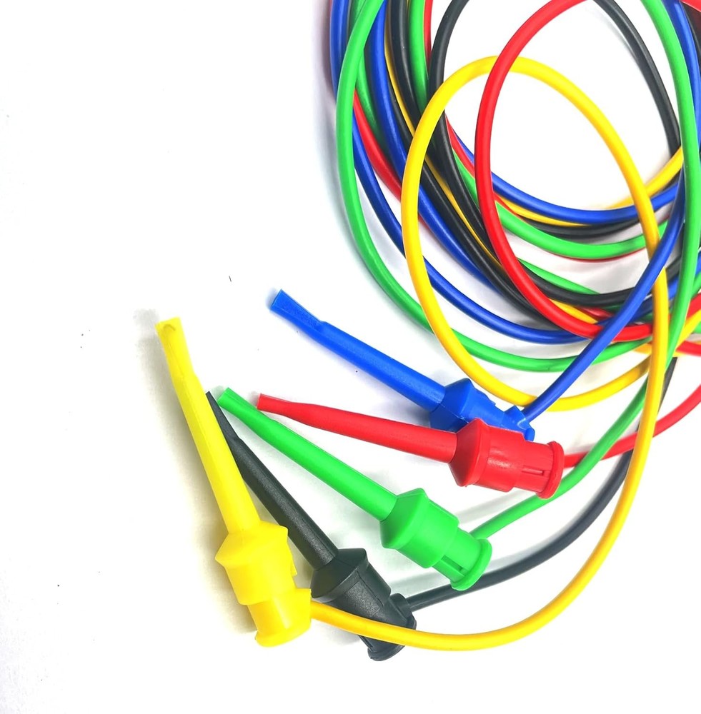 5pcs 4mm Stackable Banana Plug to Mini Grabber Clips Flexible Test Cable Wire...