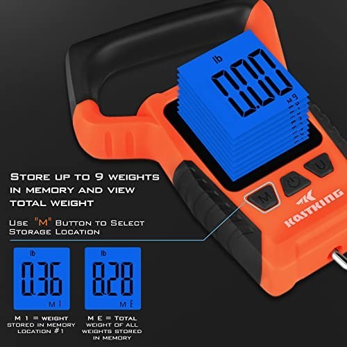 Floating Waterproof Digital Fish Scale, 110lb Capacity, Large LCD Display, Multi