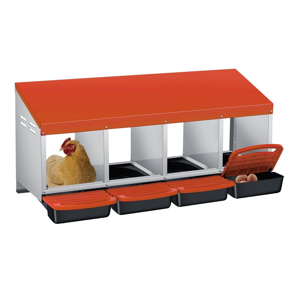 Chicken Nesting Boxes for Laying Eggs, 4-Compartment Roll-Away Nesting Boxes
