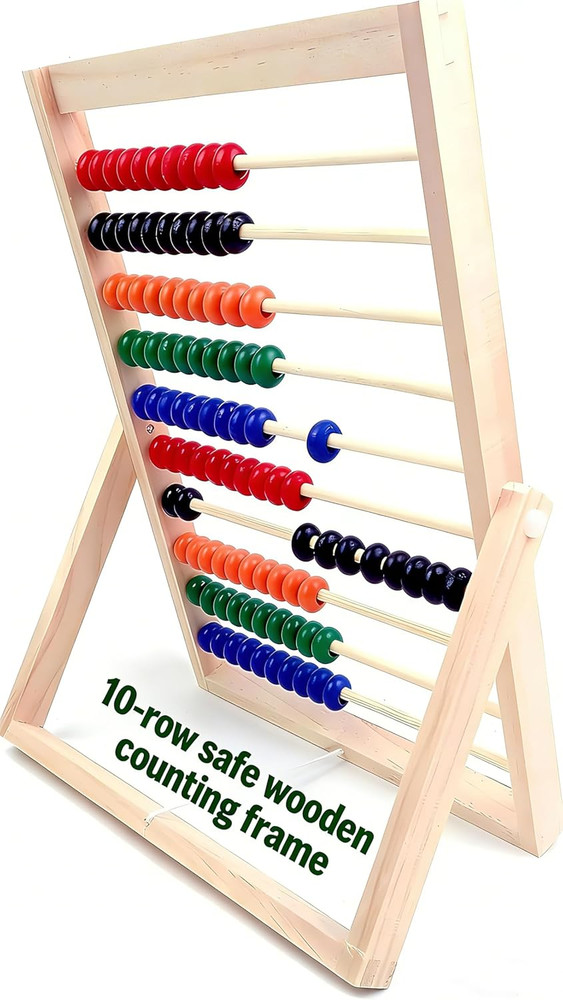 Wooden Counting Number Frame, 10 Rows Abacus for Kids Learning Math (11