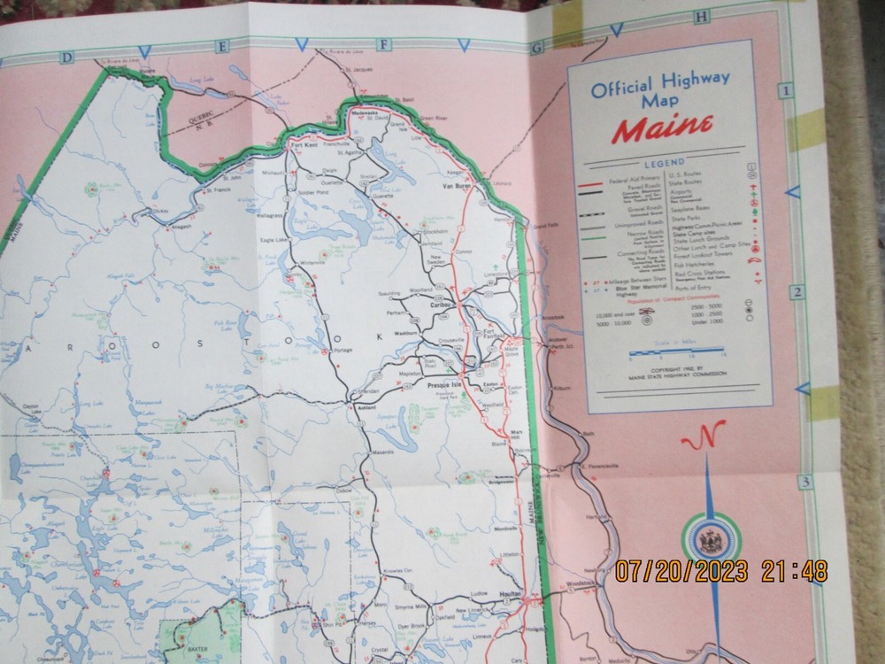 Maine official highway map 1952