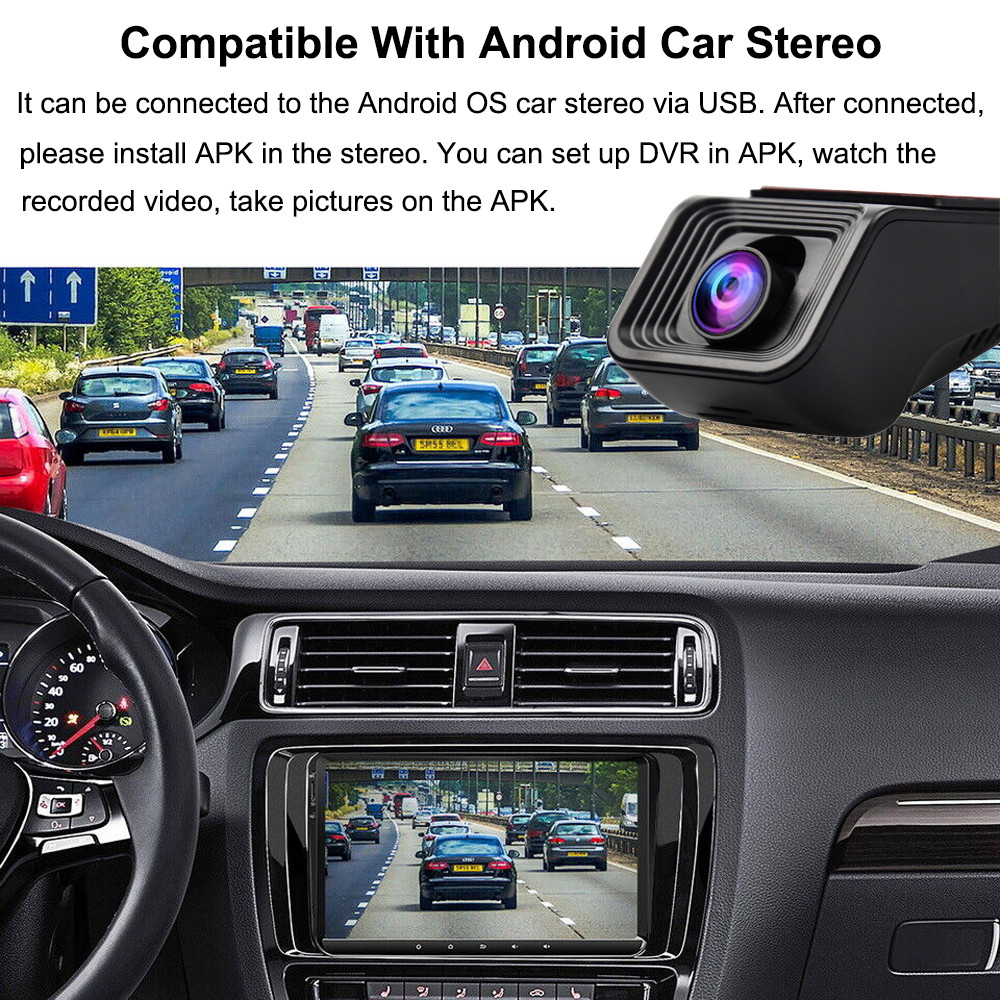 1080P HD USB Car DVR Dash Cam Camera ADAS Drive Video Recorder With 64G TF Card