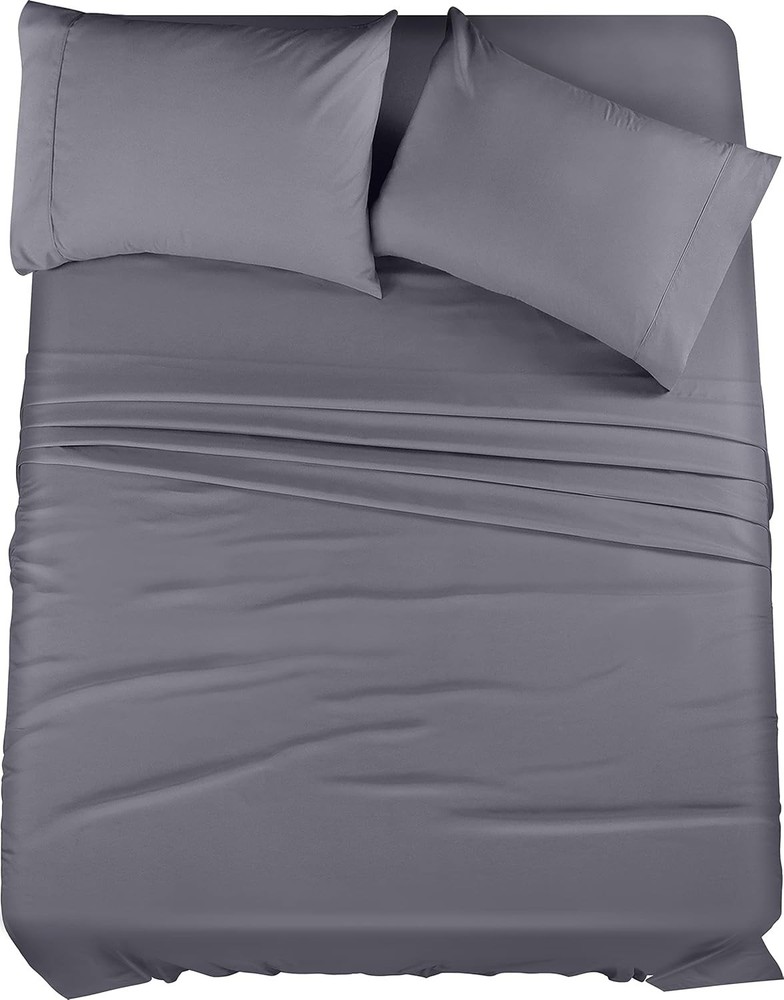 Utopia Bedding Queen Sheet Set 4 PC | Soft Microfiber Deep Pocket Grey