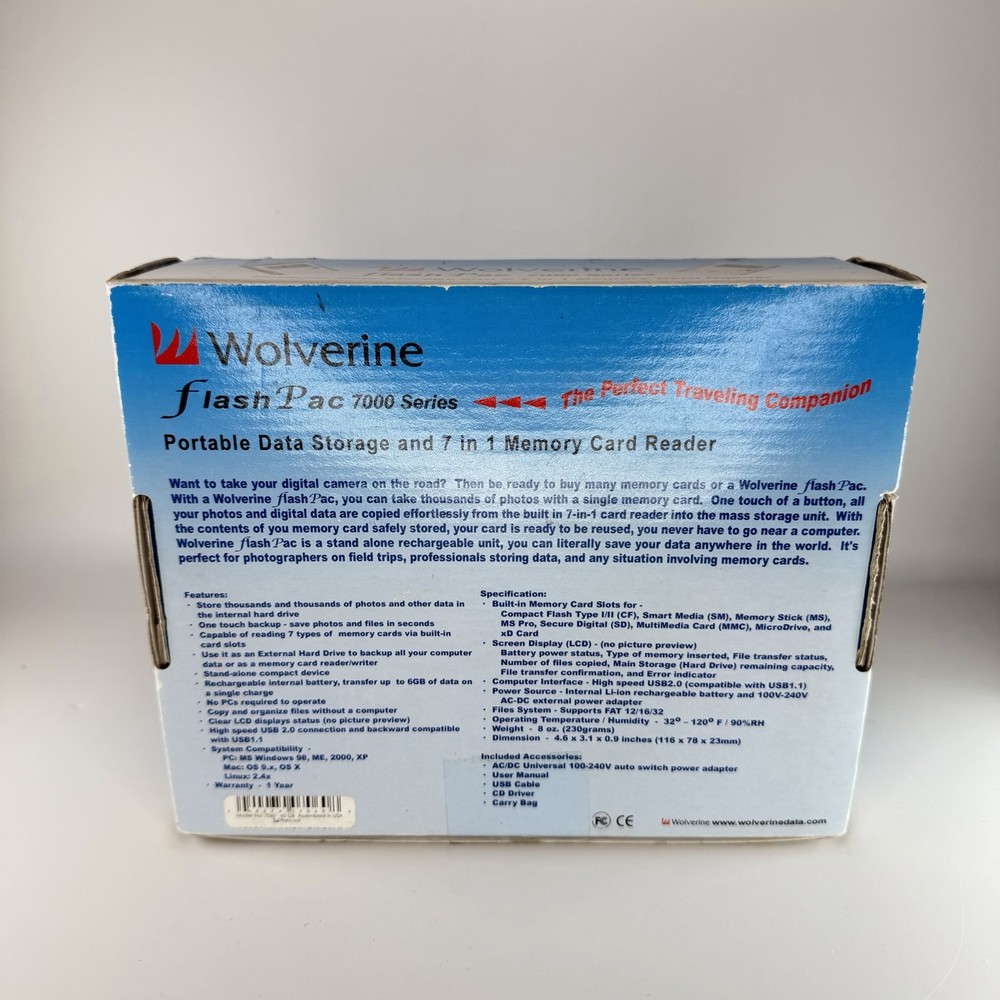 Wolverine FlashPac 7000 Series Data Storage 7 in 1 Memory Card Reader