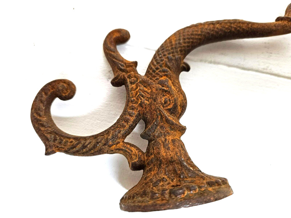 Rusty Cast Iron Koi Fish Coat Hook Farmhouse Entryway