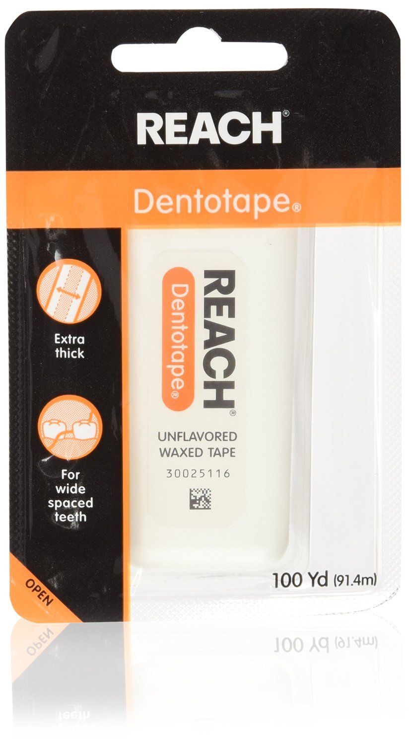 6 PACK Reach Dentotape Unflavored Extra Thick Waxed Tape 100 Yards. Dental Floss