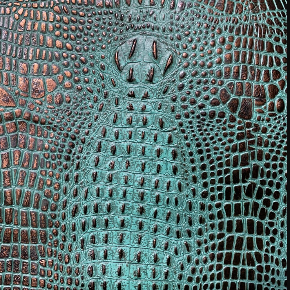 Embossed Leather Croc Turquoise Copper, Leather Sheets for , Wallets, Bags