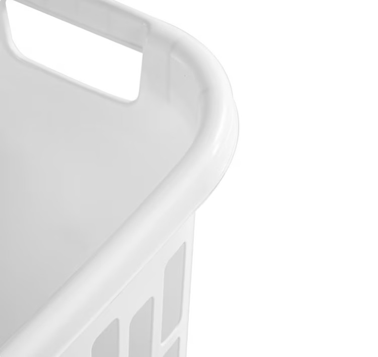 Mainstays Rectangular Open Plastic Laundry Hamper Slim Design White