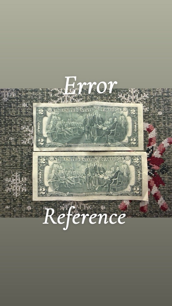$2 BILL NOTE ERROR RARE - MISCUT 1976 SERIES