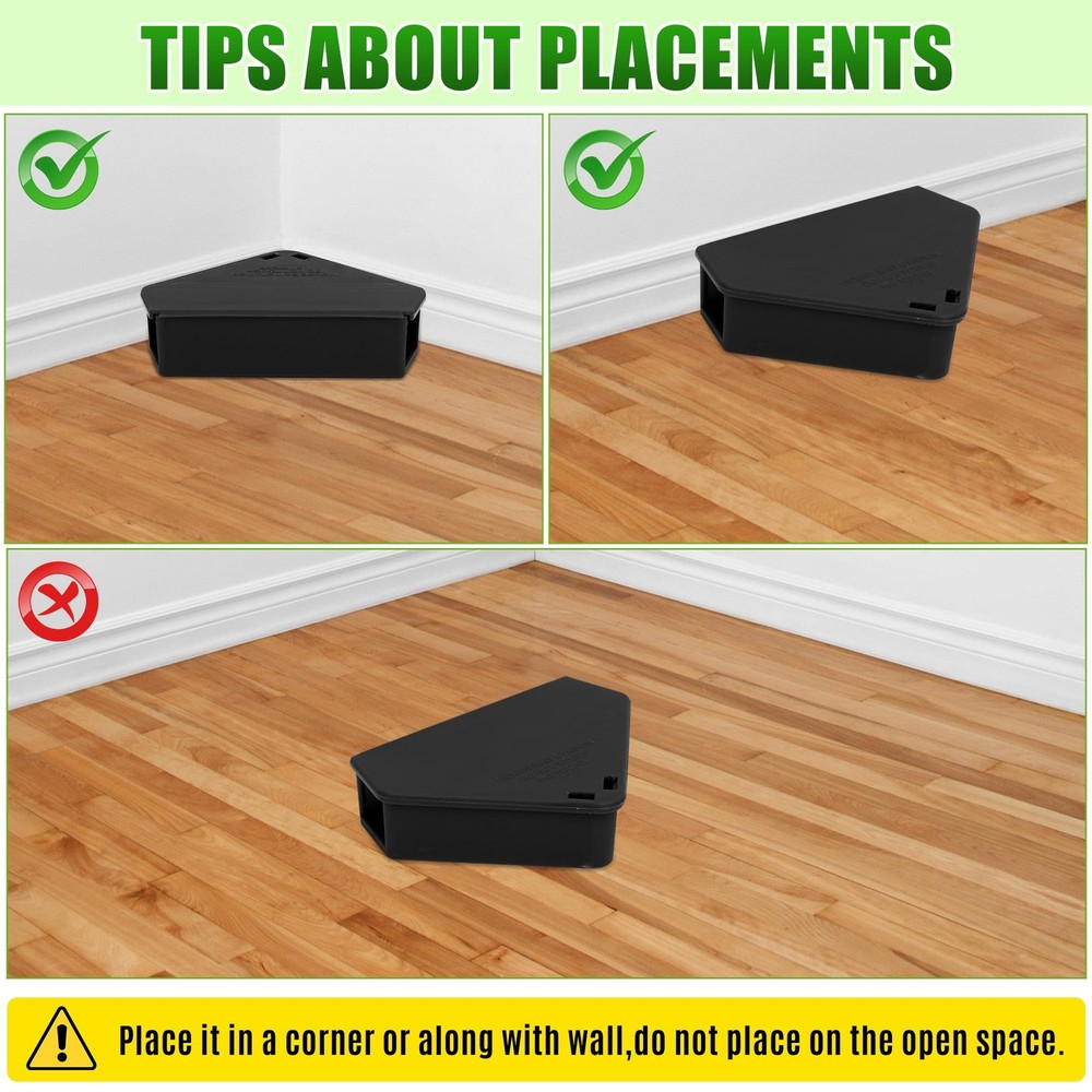 24 Pack Mice Bait Stations with Keys, Triangle Mouse Stations, Reusable Mouse...