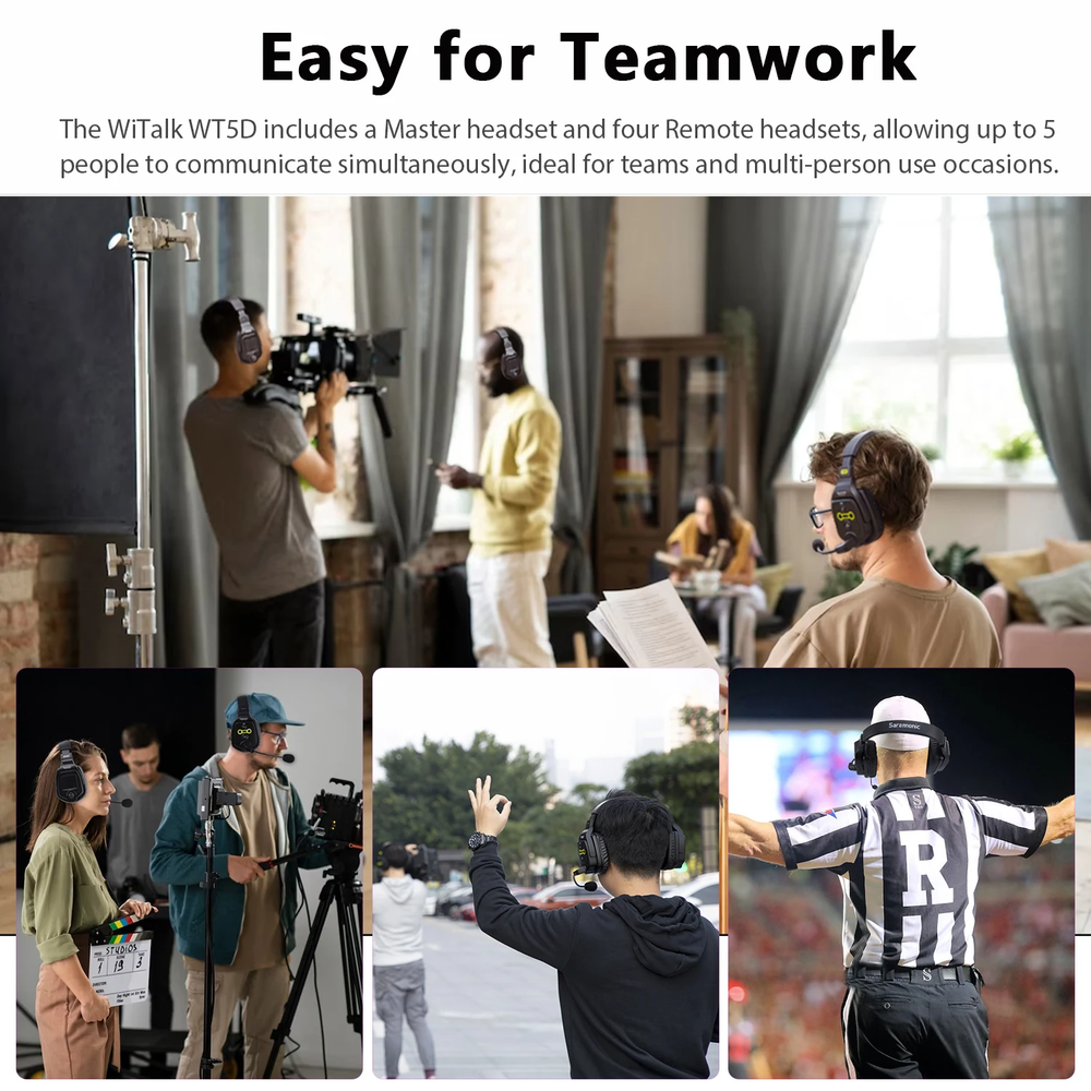 Saramonic WiTalk WT5D 400m Full-Duplex Wireless Intercom Headset System 5-Person