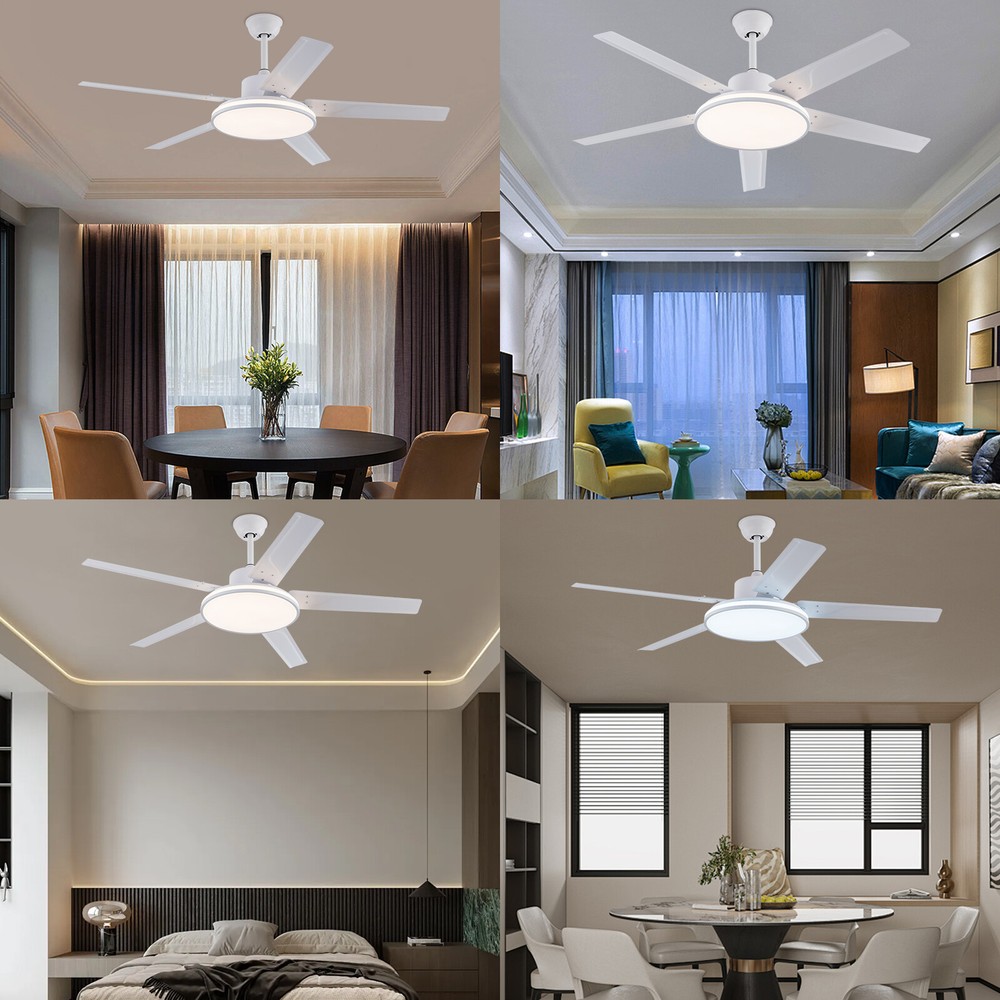 52in Modern Ceiling Fan Light Dimmable LED 3-Color Memory Function Fan w/ Remote