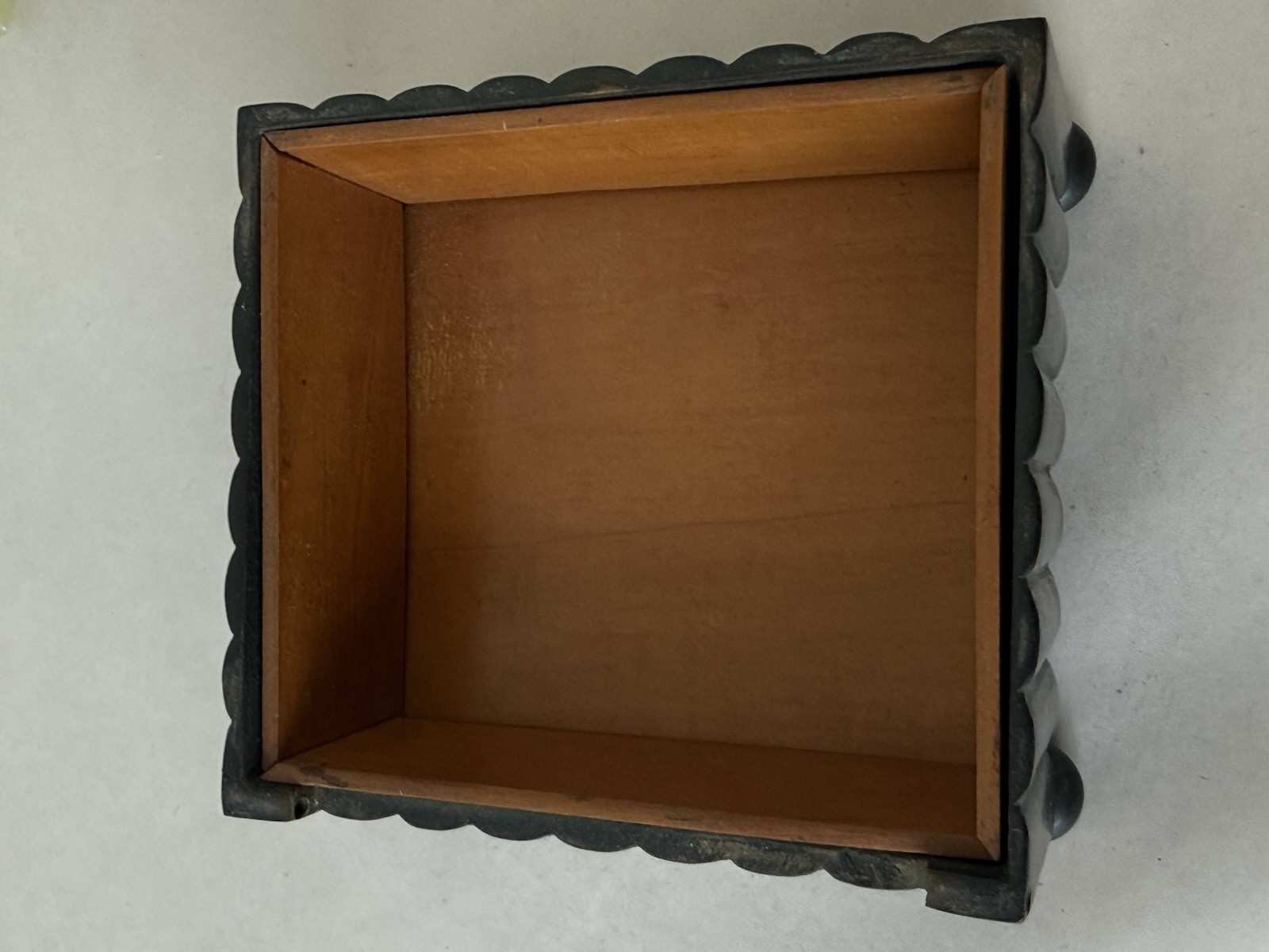 Antique Vtg Trinket Jewelry Box Green Onyx Austria Elephant Sculpture Art Deco