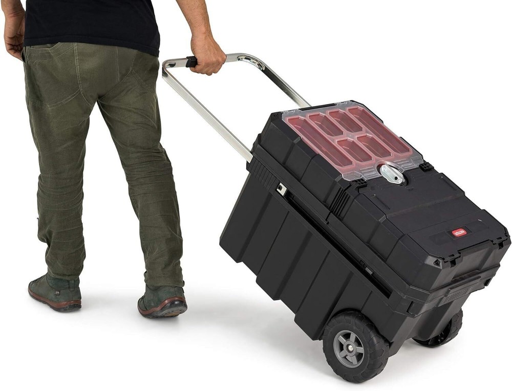 Masterloader Resin Rolling Tool Box W/ Locking System Removable Bins Perfect New