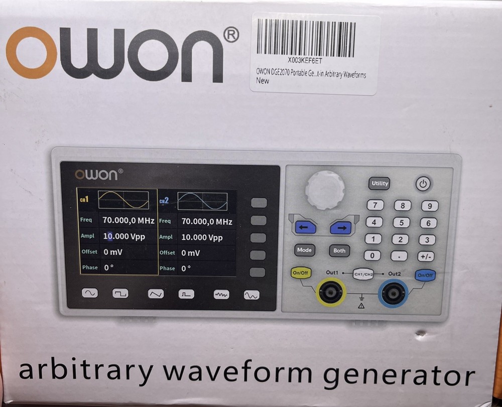 OWON DGE2070 70MHz Waveform Generator 300MSa/s 2CH Function Generator. NEW