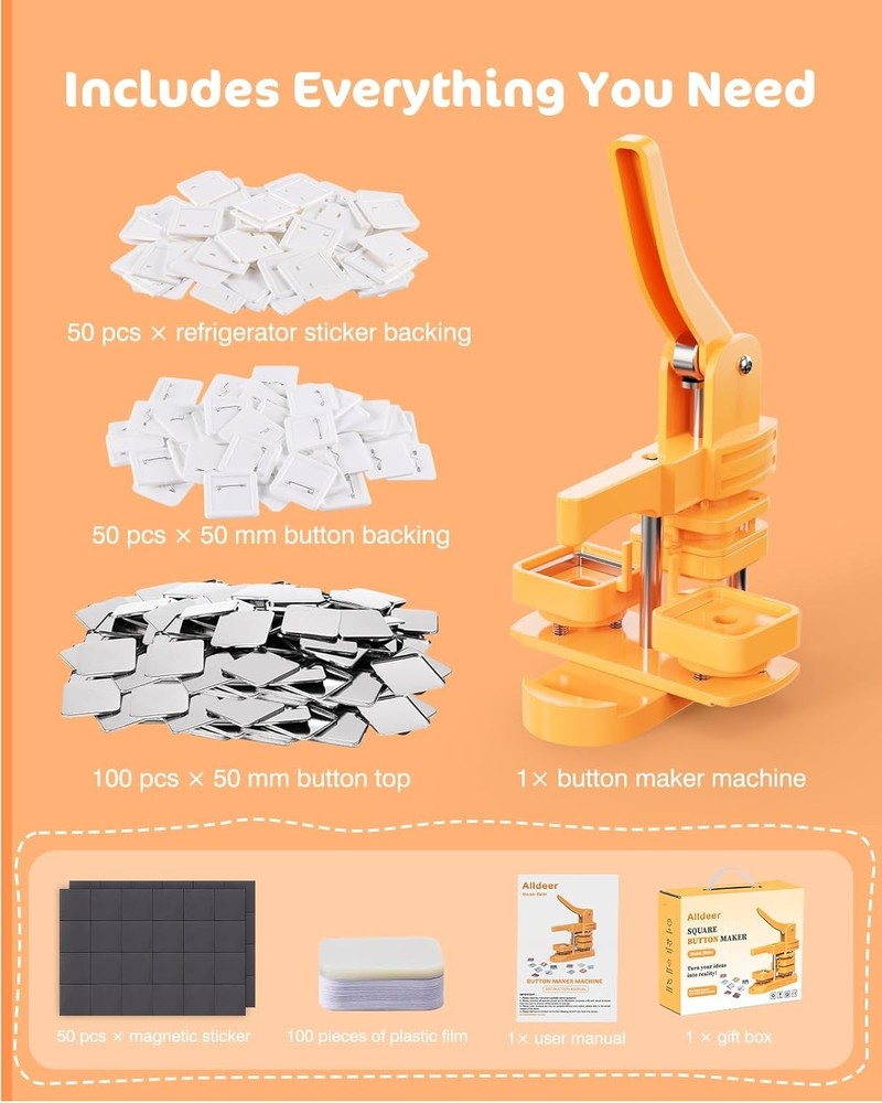 Button Maker Machine 50mm 1.97 inch Fridge Magnet Button Maker Kit with 50pcs