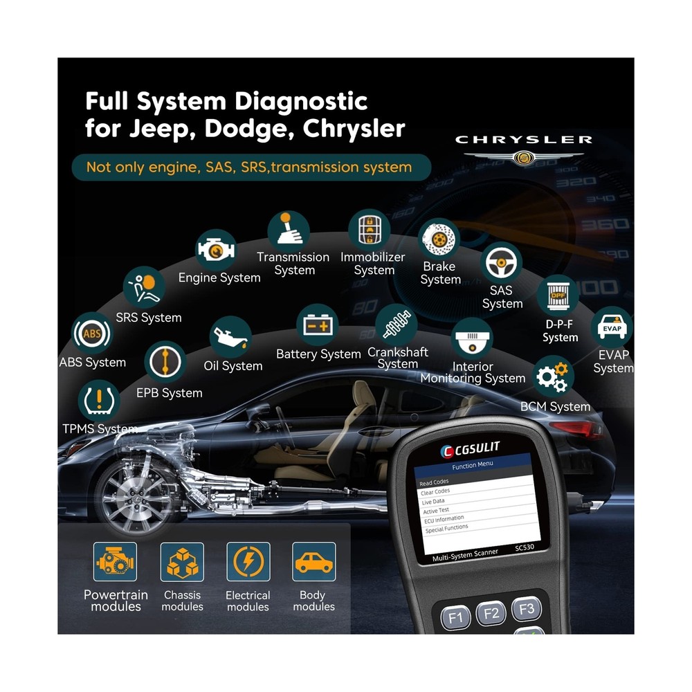 OBD2 Scanner, All System Code Reader for Dodge Chrysler Jeep Car Scanner with...