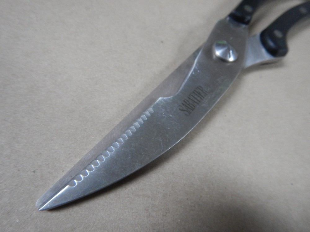 10" Sabatier Kitchen Multi Purpose Shears with Black spring loaded handles- nice