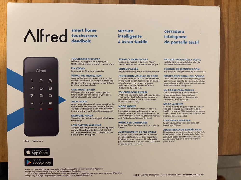 Alfred DB1-C Smart Home Touchscreen Deadbolt