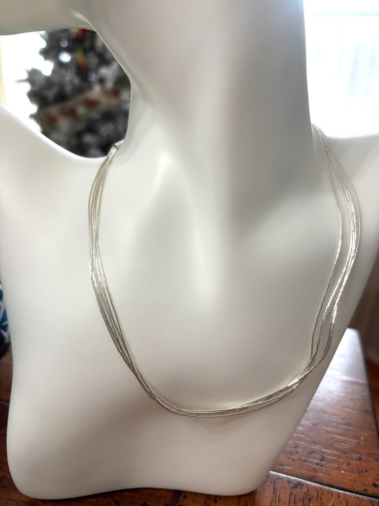 5 Strand Liquid Silver Necklace