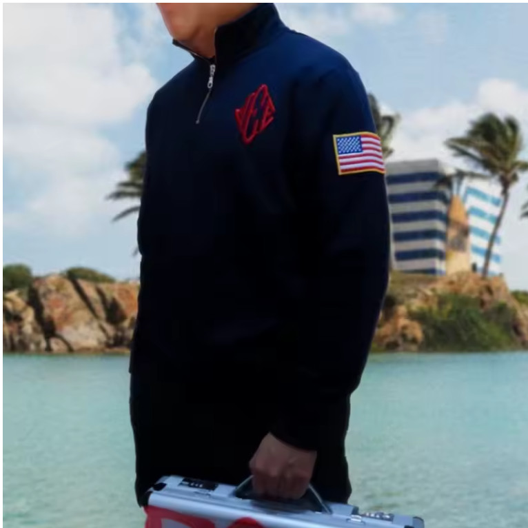 Jeffrey Epstein Quarter Zip Navy Blue Sweatshirt Retro Y2K