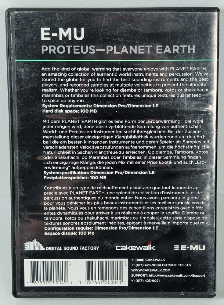 E-MU Proteus Planet Earth Drums and Percussion Cakewalk Software