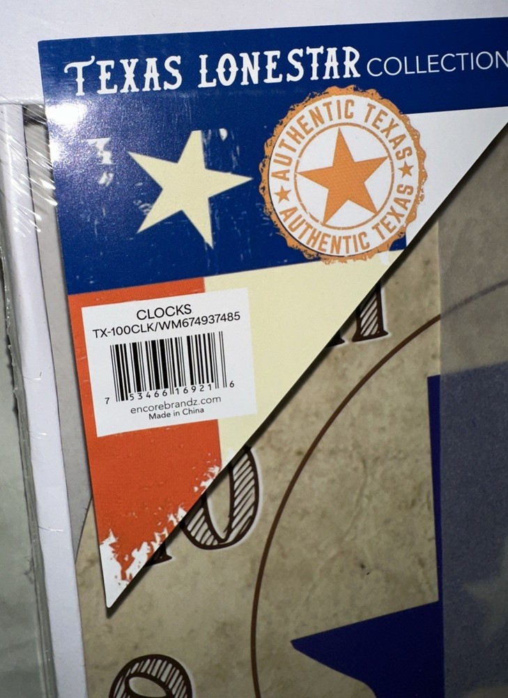 Texas Lonestar Collection Clock 11 Inches