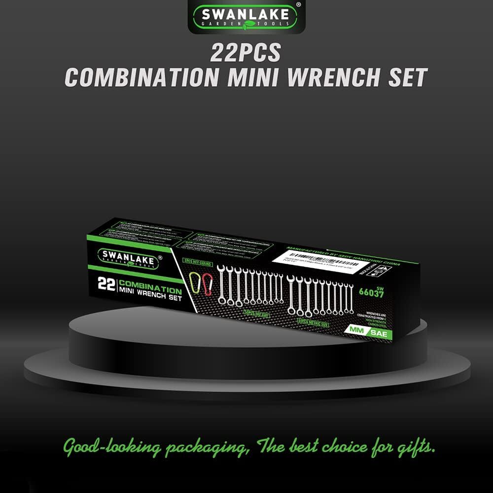 22 pc Mini Wrench Set Metric SAE Ignition Spanner Open End and Box End Standard