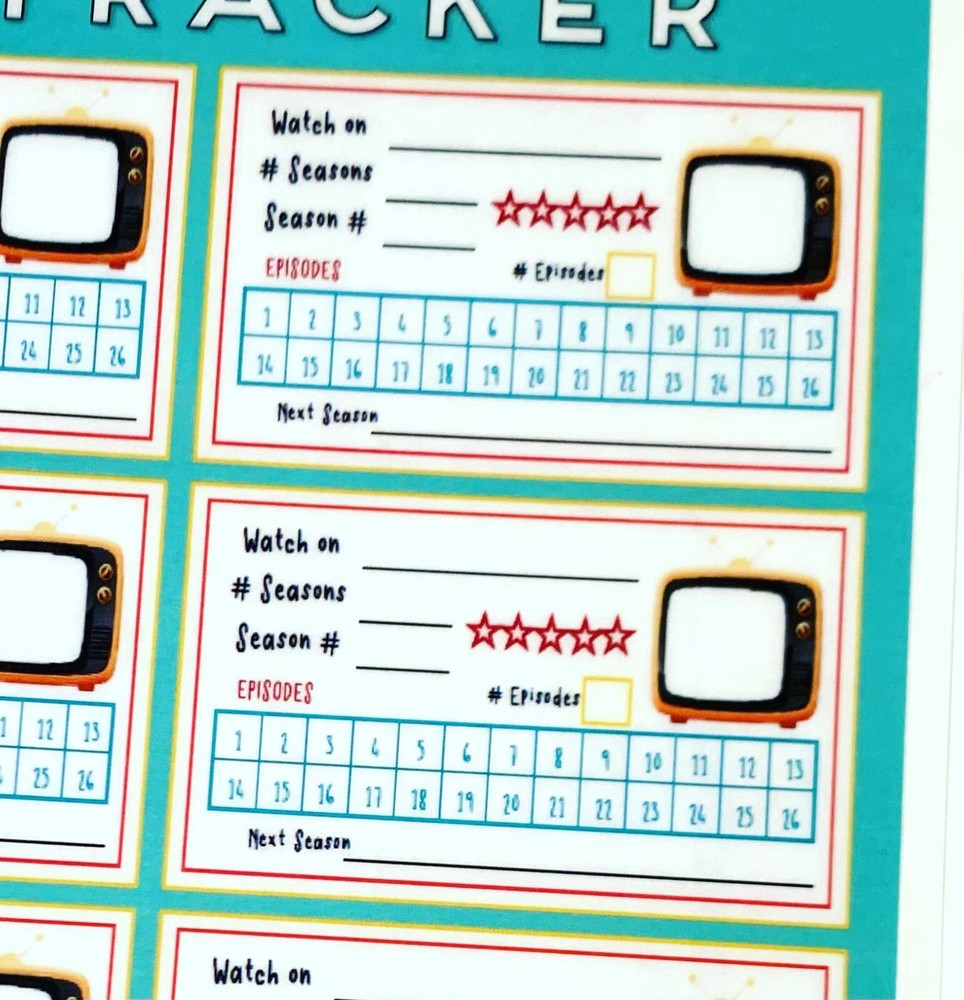TV Show Episodes Series Tracker Dashboard Insert 4 use with HAPPY Planner