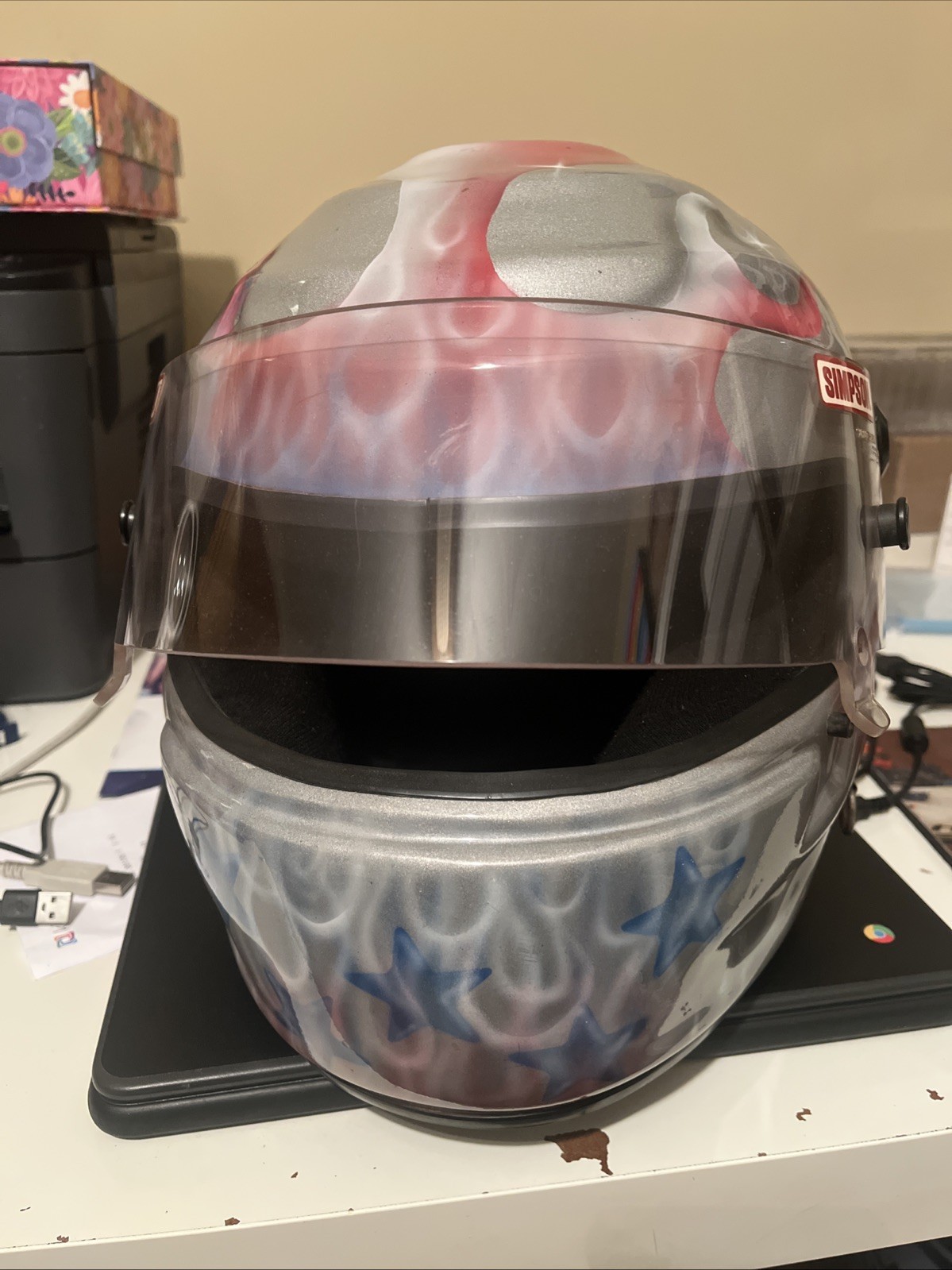 Vintage Simpson Shark Helmet Painted Size 7.5 Used