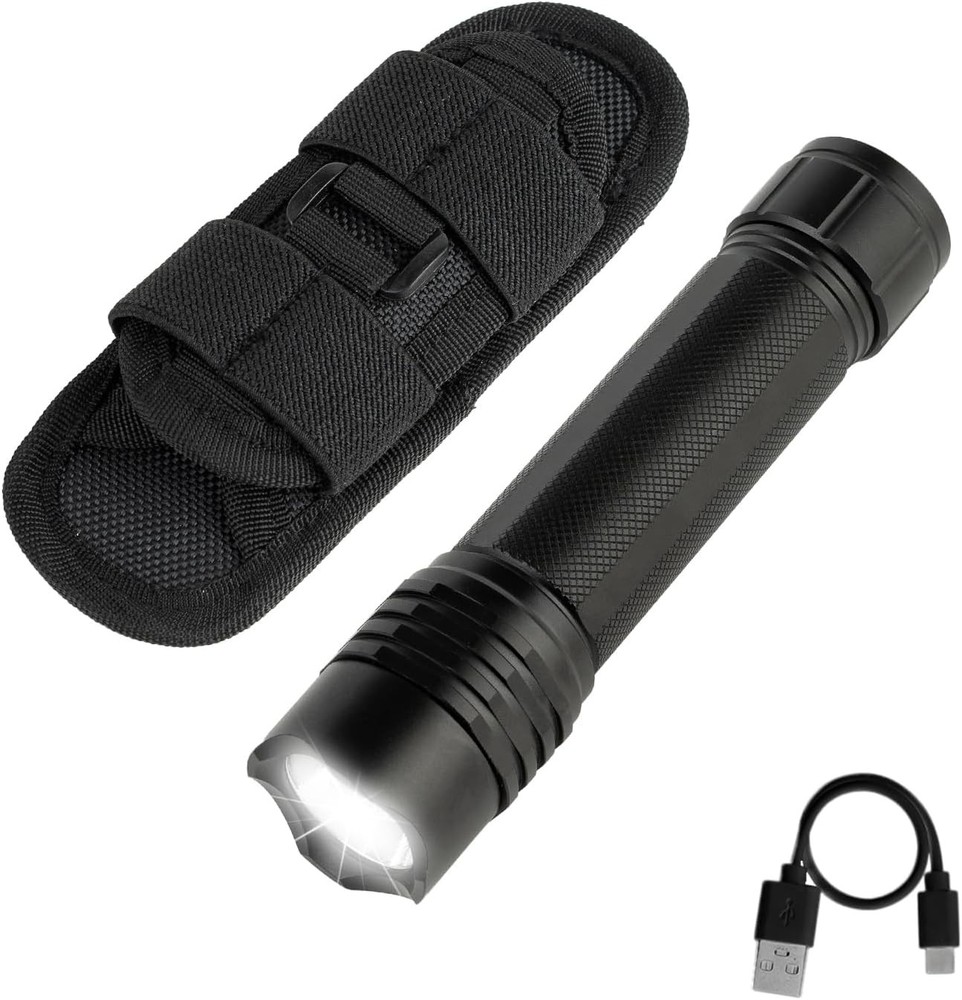 Rechargeable Tactical LED Flashlight with Belt Holster