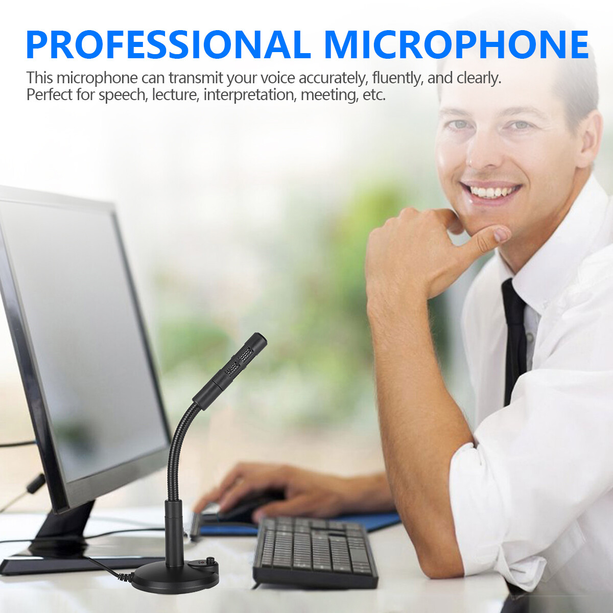 USB Computer Mini Microphone Stand Recording Mic For PC Desktop Laptop