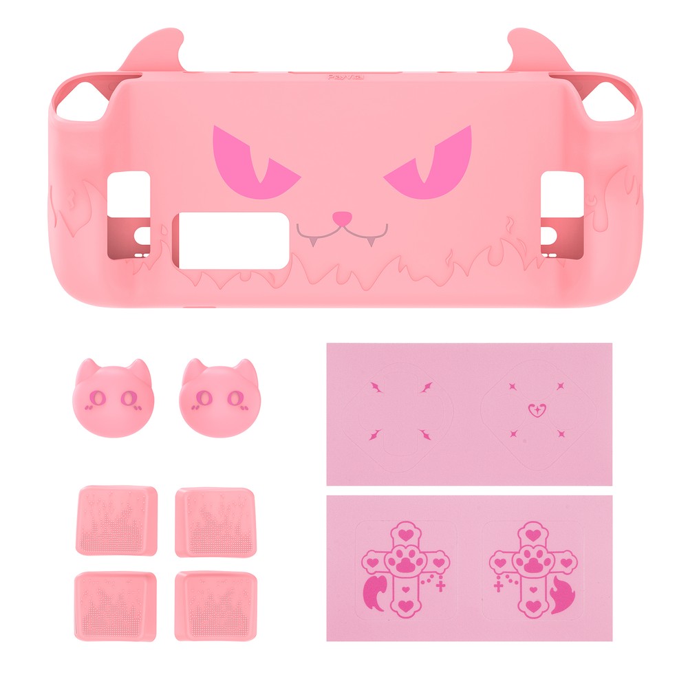 Protective CaseThumb Grip Caps Back Set Button for Steam Deck LCD & OLED- Pink