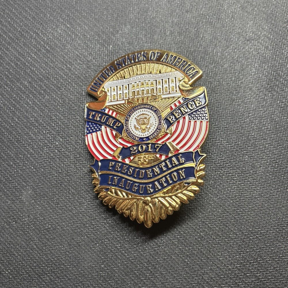 Donald Trump Pence 2017 Inauguration Challenge Coins and Badge w/ Case