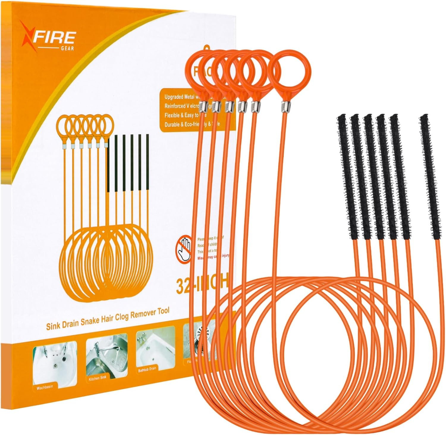 32 Inch Anti-Break Metal Drain Snake, Hair Clog Remover, Drain Cleaner Tool with