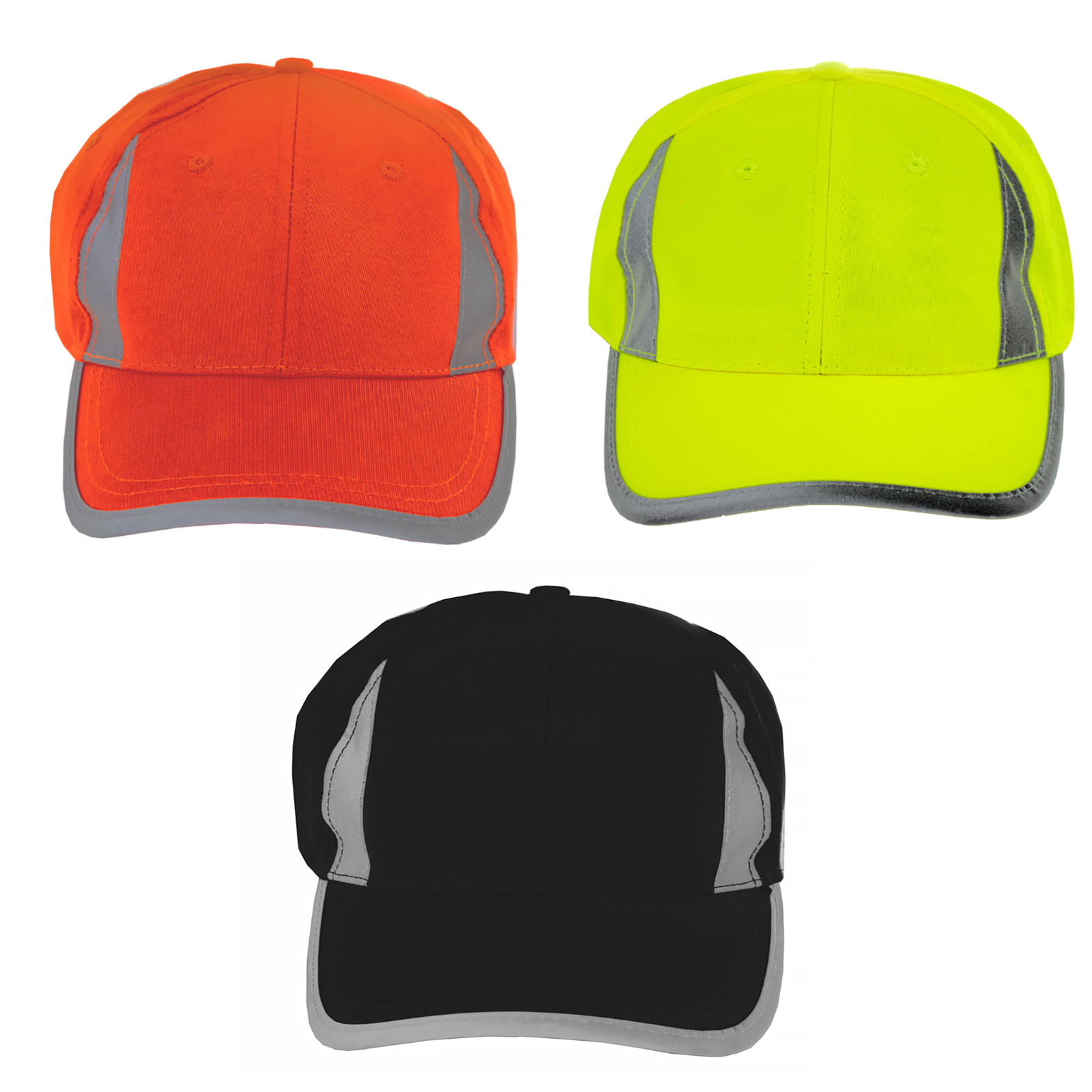 HI-VIS LIME REFLECTIVE HAT BASEBALL CAP SAFETY NEW LIME ORANGE BLACK JORESTECH
