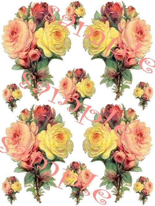 Shabby Fall Roses Waterslide Decals