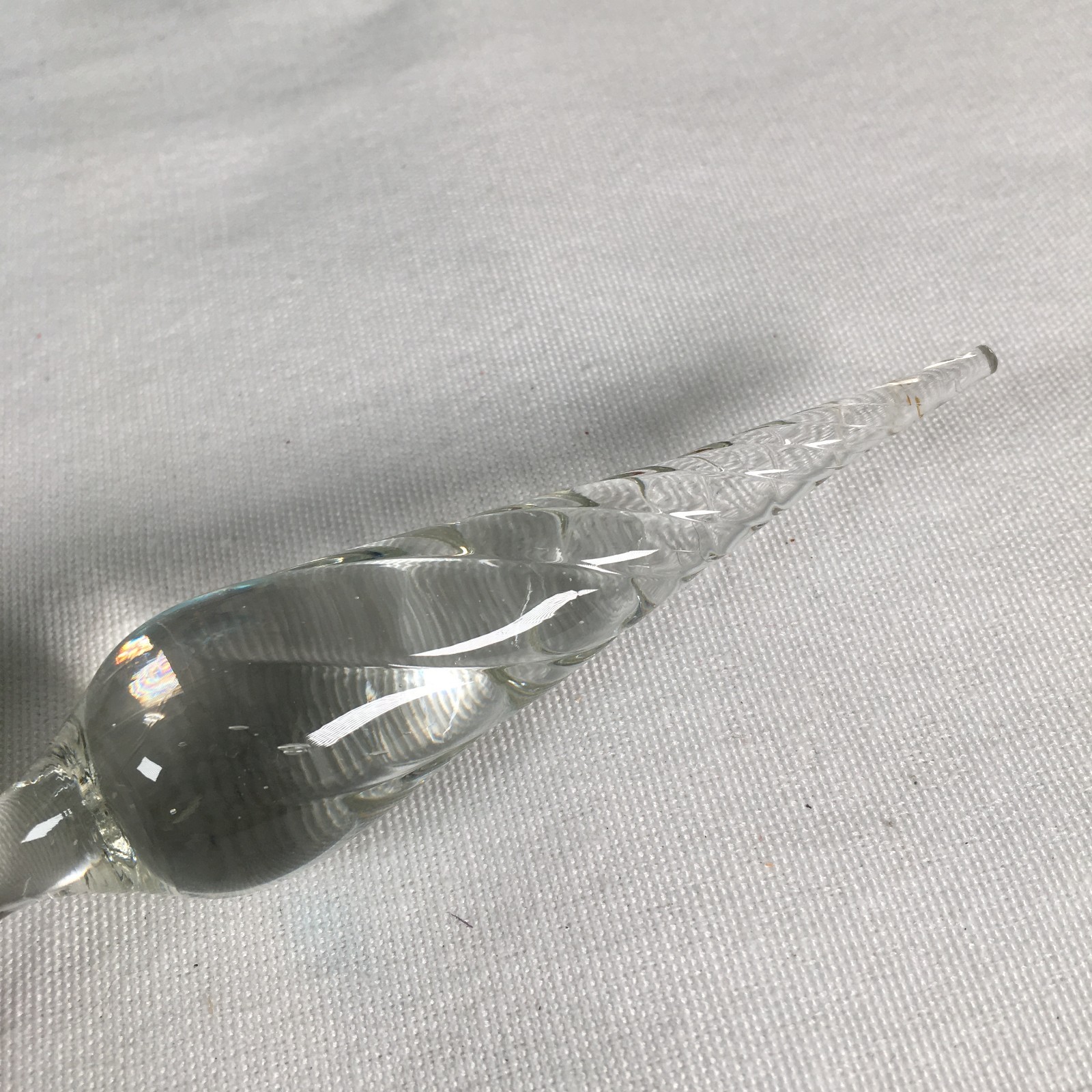 Vintage MCM Empoli Turquoise Glass Decanter w/Clear Flame Glass Stopper 20"