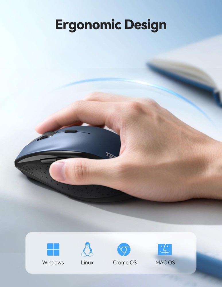 2.4G Rechargeable Wireless Mouse 6 Button 6400 DPI Ergonomic Silent Mice