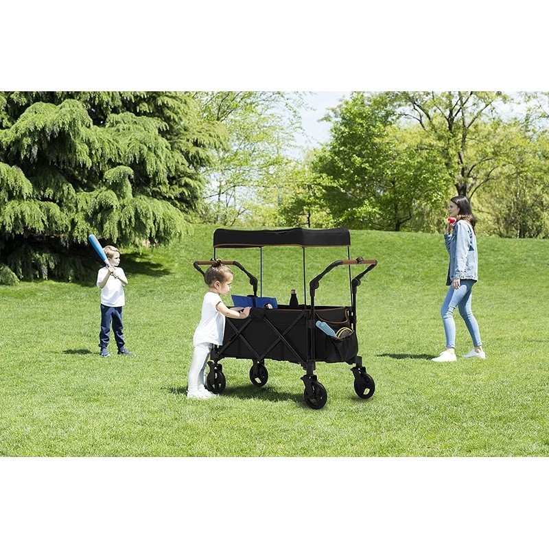 Stroller Wagon 2 Kids Push Pull Handles Canopy Cup Holders Storage Fold New