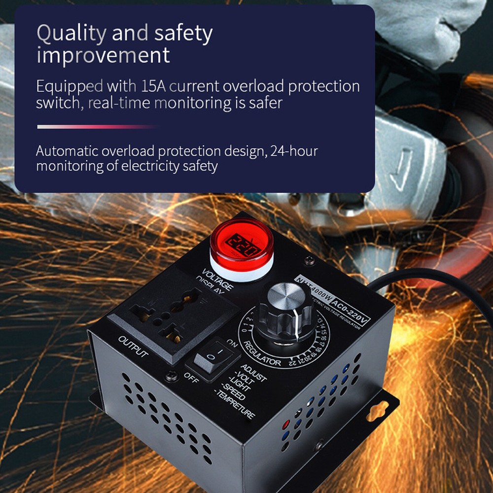AC 120V~220V 4000W 15A Motor Variable Speed Controller Volt Regulator Dimmer