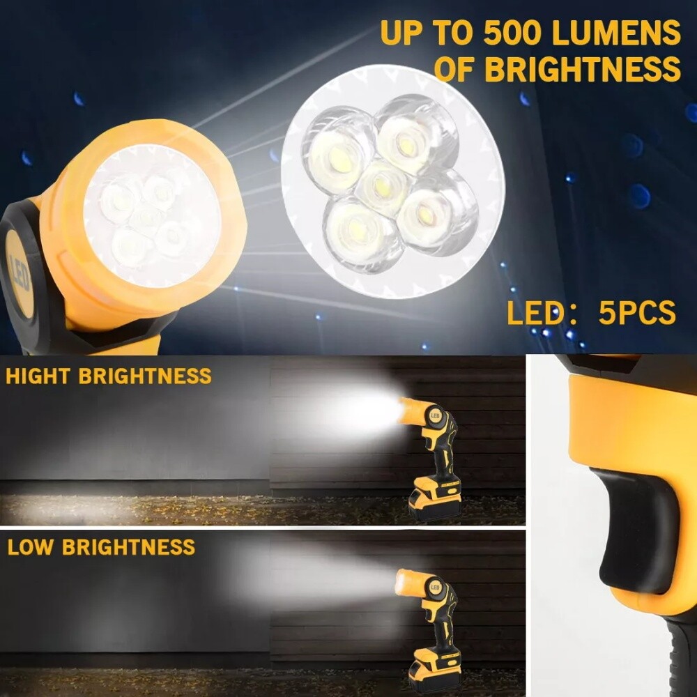 2PCS LED Pivoting Flashlight Cordless Work Light For DeWALT LED 20V 20Volt MAX