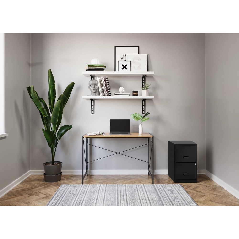 18" Deep 2 Drawer Letter Width Vertical File Cabinet, Black