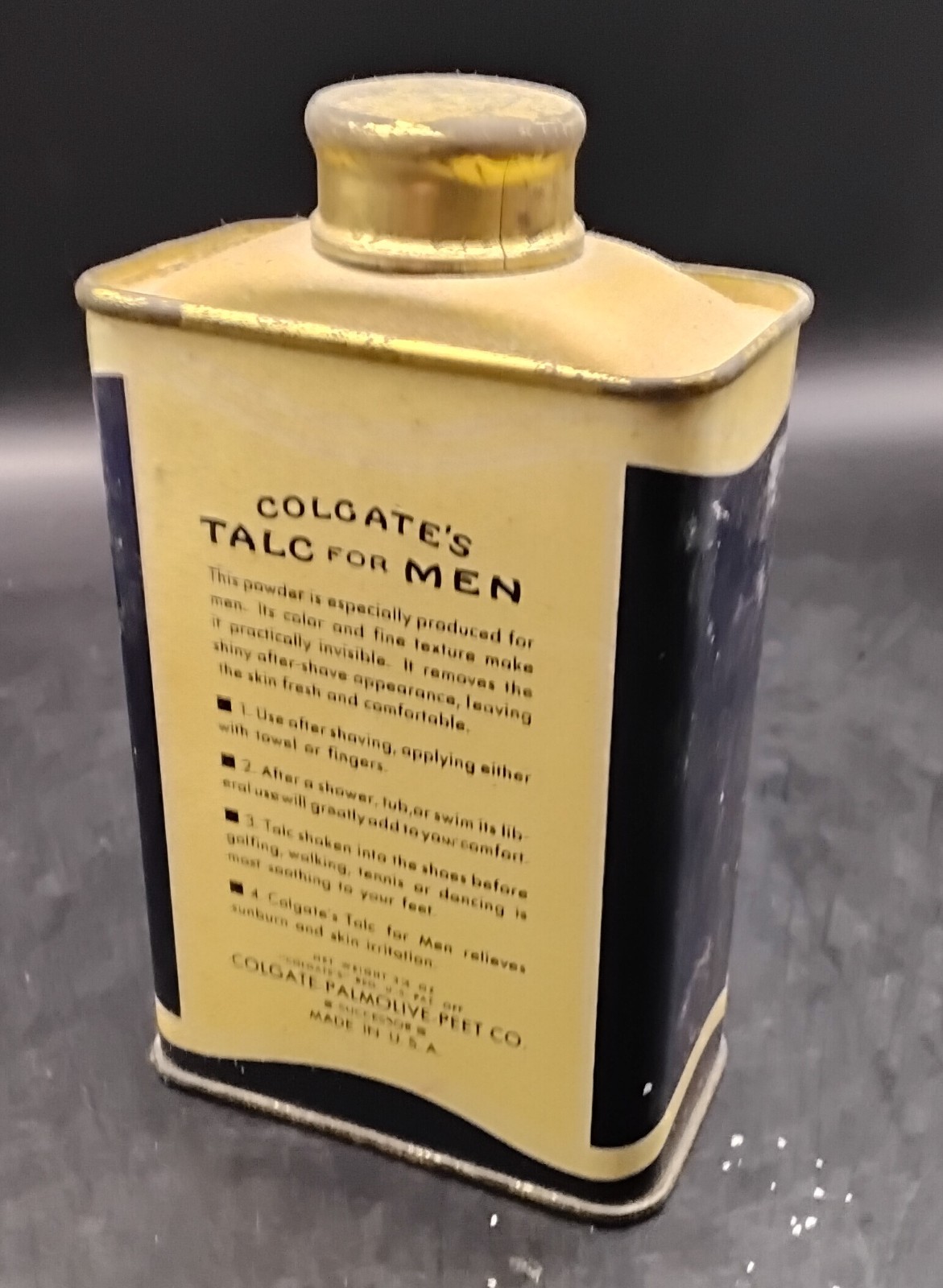 (BoxF) Vintage Colgate Talc for Men Tin Can