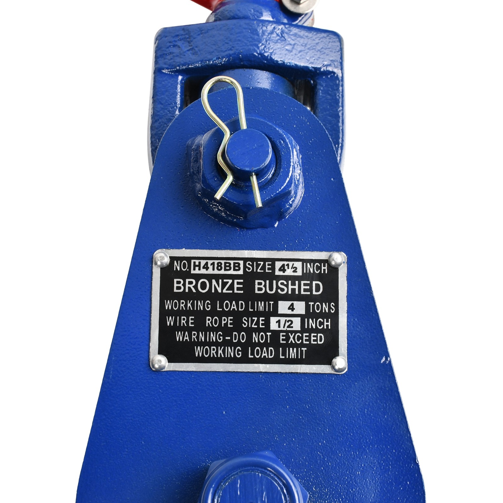 4 Ton Snatch Block with Swivel Hook & Safety Latch 4-1/2" Sheave, 1/2" Wire Rope